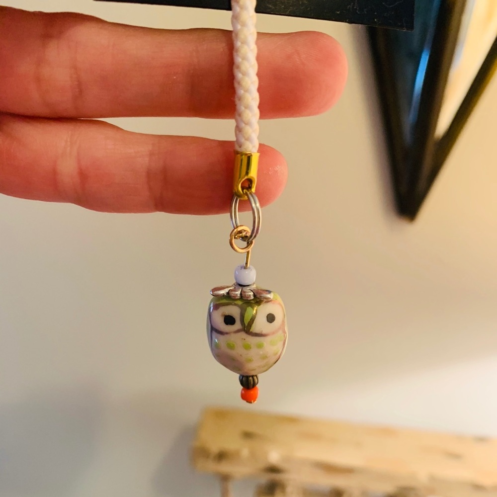 NEW Owl🦉Lanyard key chain ceramic owl Handmade # peacedbyalise